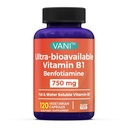 VANI Vitamina B1 con 750mg Benfotiamine, 2 en 1 Fórmula Mejorada -Fat &amp; Water Soluble Thiamine B1 Suplemento TEN 120 Capsules TEN Gluten Free