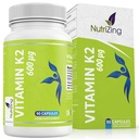 NutriZing K2 Vitamin Supplement MK-7 - High Strength 600mcg - Supports Bone & Arterial Health - 90 cápsulas veganos - Vitamina K2 for Men &amp; Women - 3 Month Supply