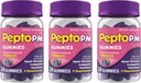 Pepto PM Gummies with Melatonin for Sleep Support, Fast and Effective Digestive Relief from Heartburn, Indigestion, Upset Stomach and Sleeplessness - Berry Flavor, 24 Ct (Pack of 3)