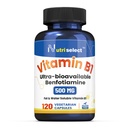 120 cápsulas de vitamina B1, que proporciona 500 mg de benfotiamina, y es libre de gluten, vegano y gluten