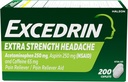 Excedrin Extra Strength Pain Relief Caplets for Headache Relief, Acetaminophen 250mg, Aspirin 250mg, Caffeine 65mg, Pain Reliever, 200 Count