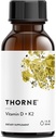 THORNE - Vitamin D + K2 Liquid with a Metered Dispenser - Vitamins D3 & K2 to Support Healthy Bones & Muscles* - 1 Fl Oz (30 ml) - 600 Servings