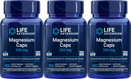 Ampliación de vida Magnesio 500 mg, 100 cápsulas vegetarianas (Pack of 3)