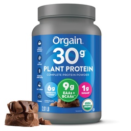 Orgain Orgain Orgain Organic 30g Vegan Protein Powder, Chocolate 9g EAAs + BCAAs, Plant Protein, 6g Prebiotic + Fiber, 1g Sugar, Pre-Workout, Muscle Support + Recovery - 2.01lb (Packaging May Vary)