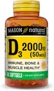 MASON NATURAL Vitamin D3 2,000 IU Ultra Strength, Supports Bone Density, Strength & Immune Health, 60 Softgels