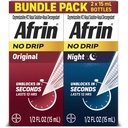 Afrin No Drip Original + Noche Nasal Mist Bundle Pack, No-Drowsy, Fast-Acting Decongestant para Nasal Congestion y Sinus Pressure Relief, Adultos y Niños 6 y mayores, .5 fl oz (Pack of 2)