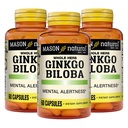 MASON NATURAL Ginkgo Biloba, 3 meses de suministro, ayuda a mejorar la alerta mental y la función cerebral óptima de soporte, 60 cápsulas (3 paquete)