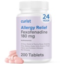 Curist Fexofenadine Hydrochloride 180mg (200 Tablets) Non Drowsy Allergy Medication - 24 Hour All Day Allergy Relief Tablets for Runny Nose, Itchy Eyes and Throat - Hay & Cedar Fever (200 Tablets)