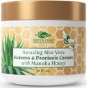 Manuka Honey Eczema Cream Moisturizing Lotion For Psoriasis Relief - Itchy, Dry Skin Rash Ointment -Skin Soothing Moisturizer Baby Kids & Adults-High Strength Body & Face Cream 16oz