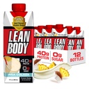 Lean Body Ready-to-Drink Pina Colada Protein Shake, 40g Protein, Whey Blend, 0 Sugar, Gluten Free, 22 Vitaminas & Minerales, 17 Fl Oz (Pack of 12)