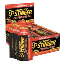 Honey Stinger Strawberry Kiwi Energy Gel, Caffeinated &amp; Gluten Free with Organic Honey, for Exercise, Running and Performance, Sports Nutrition for Home &amp; Gym, Pre and Mid Workout, 24 Pack