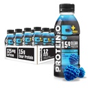 Protein2o 15g Whey Protein Isolate Hydration Drink Plus Energy & Focus, 350 mg de electrolitos, 125 mg de cafeína, Sugar Free, Blue Raspberry, 16.9 oz Bottle (Pack of 12)