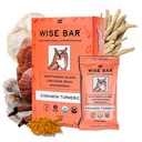 WISE BAR Adaptogen Mushroom Nutrition Bares con Reishi, Lions Mane & Ashwagandha, Organic Vegan & Gluten Free Snacks for Natural Focus, Energy &amp; Immunity Support, Cinnamon Turmeric Flavor, 12 Conde