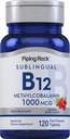 Piping Rock Vitamin B12 1000 mcg Sublingual | 120 Tablets | as Methylcobalamin | Berry Flavor | Vegetarian, Non-GMO, Gluten Free Supplement