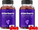 NutraChamps Elderberry Gummies with Vitamin C, Propolis & Echinacea - Immune System Support Gummy Vitamins for Adults & Kids - Max Strength 200mg Sambucus Antioxidant (Pack of 2)
