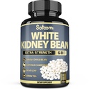 Satoomi 6in1 White Kidney Bean Extract Capsules - 6 Month Supply - Extra Blend with Olive Leaf, Green Coffee Bean &amp; Green Tea - 180 Condes