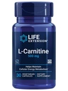 Extensión de vida L-Carnitina – 500 mg, Suplemento energético, Suplemento de memoria – Aminoácidos de forma gratuita, soporte de óxido nítrico, presión arterial saludable – Gluten-Free, No GMO, Vegetariano – 30 cápsulas