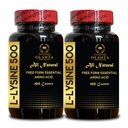 L-LYSINE 500 - L-Lysine 500mg, para la función sana de la inmune, soporta sintesis de colágeno, libre de soja, libre de gluten, no transgénico, suplementos de lisina soporta tejidos saludables y orales - 2 botellas 200 condes