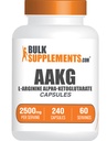 BulkSupplements.com AAKG Capsules - L-Arginine Supplement, Nitric Oxide Supplement - Gluten Free, 4 cápsulas por Serving, 240 Conde (Pack of 1)