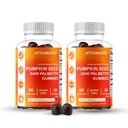 Vitamatic Pumpkin Seed 20:1 Extracto " Saw Palmetto 10:1 Extract Gummies – Extracto Botánico Libre de Azúcar – Natural Raspberry Flavor – Vegan, Non-GMO, Plant-Based Gummies – 60 Conde - 2 Pack (120 Conde)