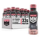 Muscle Milk Pro Advanced Nutrition Protein Shake, Slammin' Strawberry, 11.16 Fl Oz (Pack of 12), 32g Protein, 1g Sugar, 16 Vitaminas & Minerales, 5g Fiber