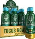 BrainJuice Decaf Brain Support Shot, Gluten Free Supplement Shots for Energy & Focus, Healthy Drinks with Alpha GPC, Vitamin B & Decaffeinated Green Tea Leaf, Peach Mango, 2.5 fl oz, 12 Pack