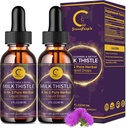 (2 Pack) Milk Thistle Liquid Drops for Liver Cleanse Detox & Repair, Milk Thistle Supplement with Dandelion Root, Artichoke & Turmeric for Liver Support and Immune Health, Vegan, Non-GMO, 4 FL OZ
