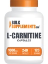 BulkSupplements.com L-Carnitine 1000mg Capsules - Suplemento Carnitine, Suplemento Aminoácidos - Gluten Free, 2 cápsulas por Serving (1000mg), 240 Conde (Pack of 1)