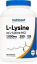 Nutricost L-Lysine 1000mg, 250 Capsules - 500mg Por Cap, Gluten Free, Non-GMO