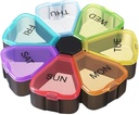 Organizador semanal de píldoras 7 días, Cute portátil caja grande de medicina diaria, fácil de abrir, BPA Recordatorio de caja de carga gratuita para dispensador de medicamentos Suplementos de aceite de vitamina pescado cápsula DHA Holder