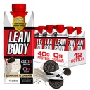 Lean Body List-to-Drink Cookies y Cream Protein Shake, 40g Protein, Whey Blend , 0 Azúcar, Gluten No, 22 Vitaminas &amp; Minerales, (Cartón reciclable & Lid - Pack of 12) LABRADA , 17 Fl Oz (Pack of 12)