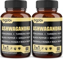 2 Packs 60 Capsules - 8050mg Ashwagandha Extract Supplement - 7in1 with Fenugreek, Maca, Turmeric, Rhodiola, Ginger & Black Pepper - Spirit, Immune & Energy Support - 4 Month Supply