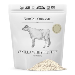 NorCal Organic Vanilla Whey Protein - 2lbs ← Grass-Fed, Single-Origin Vanilla Silencio Certified Non-GMO & American Humane from California Farms
