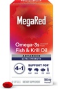 MegaRed Advanced 4in1 900mg, 120 softgels Value Pack (2 Bottles x 60 Each) - Concentrated Omega-3 Fish & Krill Oil Supplement