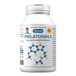 ANDREW LESSMAN Melatonin-3 mg - 60 cápsulas - niveles fisiológicamente equilibrados para promover naturalmente el sueño reparador. Regula Daily Circadian Rhythm. Facilita el sueño. No mañana Hangover