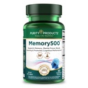 Purity Products Memory500 Bacopa monniera/Brahmi Elite Nootropic Complex - Supports Peak Cognitive Performance*, Growth Learning Speed* and Healthy Memory & Recall* - 30 Vegetarian Caps