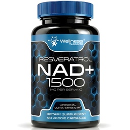 WELLNESS LABSRX NAD Suplemento, 1500mg - USA Made Liposomal NAD+ Suplemento con Resveratrol, NAD Plus Boosting - Apoyo a la salud celular, resistencia y envejecimiento saludable - cápsulas de ultra fuerza