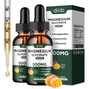Magnesium Glycinate Liquid Drops Suplemento, con Magnesium Glycinate 500mg Ashwagandha, L - Theanine, Chamomile -Support Stress Relief, Bone, Muscle, Mood Mango Flavor 2Pack