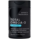 Sports Research® Total Omega-3 Fish Oil 2200mg - Made from Antarctic Krill w/Astaxanthin, Wild Sockeye Salmon & Alaska Pollock - 960mg de EPA &amp; DHA - 120 Softgels