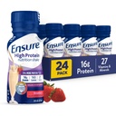 Asegurar Agitación Nutricional de Fresa Alta Proteína, Listo para Beber, Proteína 16g y 27 Vitaminas y Minerales, 8 fl oz, 24 Pack
