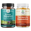 Bundle of Liver Cleanse Detox " Repair - Silymarin Milk Thistle with Dandelion Root Choline Beet Artichoke Extract and Turmeric Curcumin Gummies with Black Pepper Curcumin Powder for Joint Support