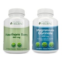 Puramente Holistic Hawthorn Berry 665mg + Magnesium Glycinate 400mg + 150 Capsules & 270 Tablets - Vegan Bundle - Made in The USA