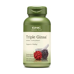 GNC Herbal Plus Triple Ginsa Suplemento, apoya la vitalidad, 100 servicios