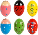 SallyFashion 6 PCS Wooden Shaker Eggs for Toddlers, Egg Maracas Percussion Shakers Musical Instruments for Party Favors Goodie Bag Stuffers Classroom Prizes