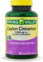 Spring Valley Ceylon Cinnamon Capsules 1200 mg Capsules, Support Metabolism * 120 Count | Non-GMO & Gluten Free Pills (Pack of 1)