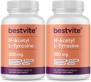 BESTVITE N-Acetyl L-Tyrosine 350mg (NALT) (240 Capsules) (120 x 2) - No Stearates - Non GMO - Gluten Free