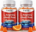 L Arginine 1000mg Suplemento Beet Root Gummies - Double Strength, Energy Boost, Circulation Support and Stamina, Organic Chewable Beets Suplementos para Hombres y Mujeres, Vegan Gummy, Sugar-Free(2 Pack)