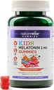 Naturewise Kids Melatonin Gummies 1 mg - Drug-Free, Non-Habit Forming Sleep Aid for Children Ages 4 & Up - Strawberry Flavored Gummy Bears - Vegan, Gluten Free, Non-GMO - 60 Count[2-Month Supply]