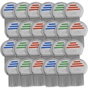 Lice Comb - (Pack of 24) Tratamiento de ratones de cabeza que es individualmente empaquetado de acero inoxidable profesional y Nit Combs elimina los huevos con consejos redondeados para el confort