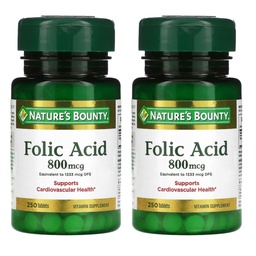 Nature's Bounty Folic Acid 800 mcg Tablets Maximum Strength 250 ea (Pack of 2) in Pakistan